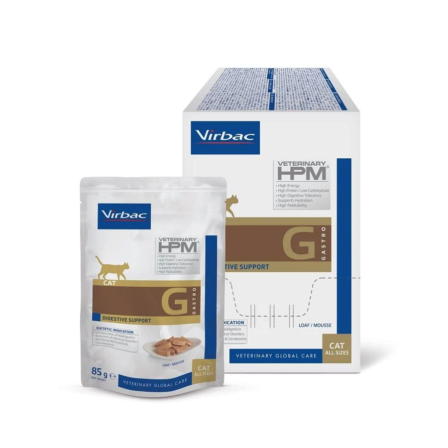 [32146] VIRBAC VETERINARY HPM G Gastro 1 Digestive Support humide pour chat - 12 sachets de 85g