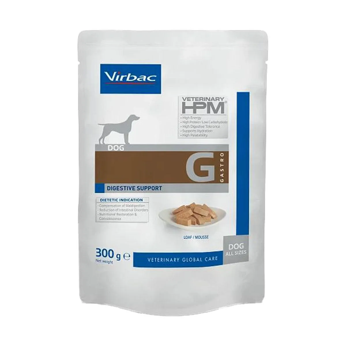 [32145] VIRBAC VETERINARY HPM G Gastro 1 Digestive Support humide pour chien - 9 sachets de 300g