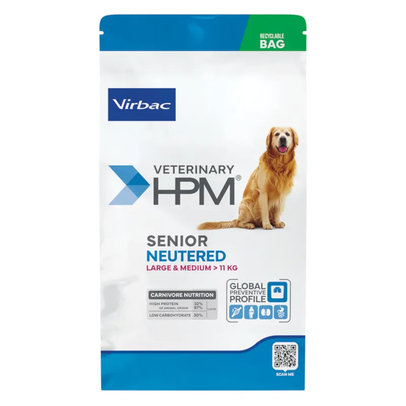 [32334] VIRBAC VETERINARY HPM Neutered Large & Medium Senior +6 ans pour chien - Sac de 12 kg