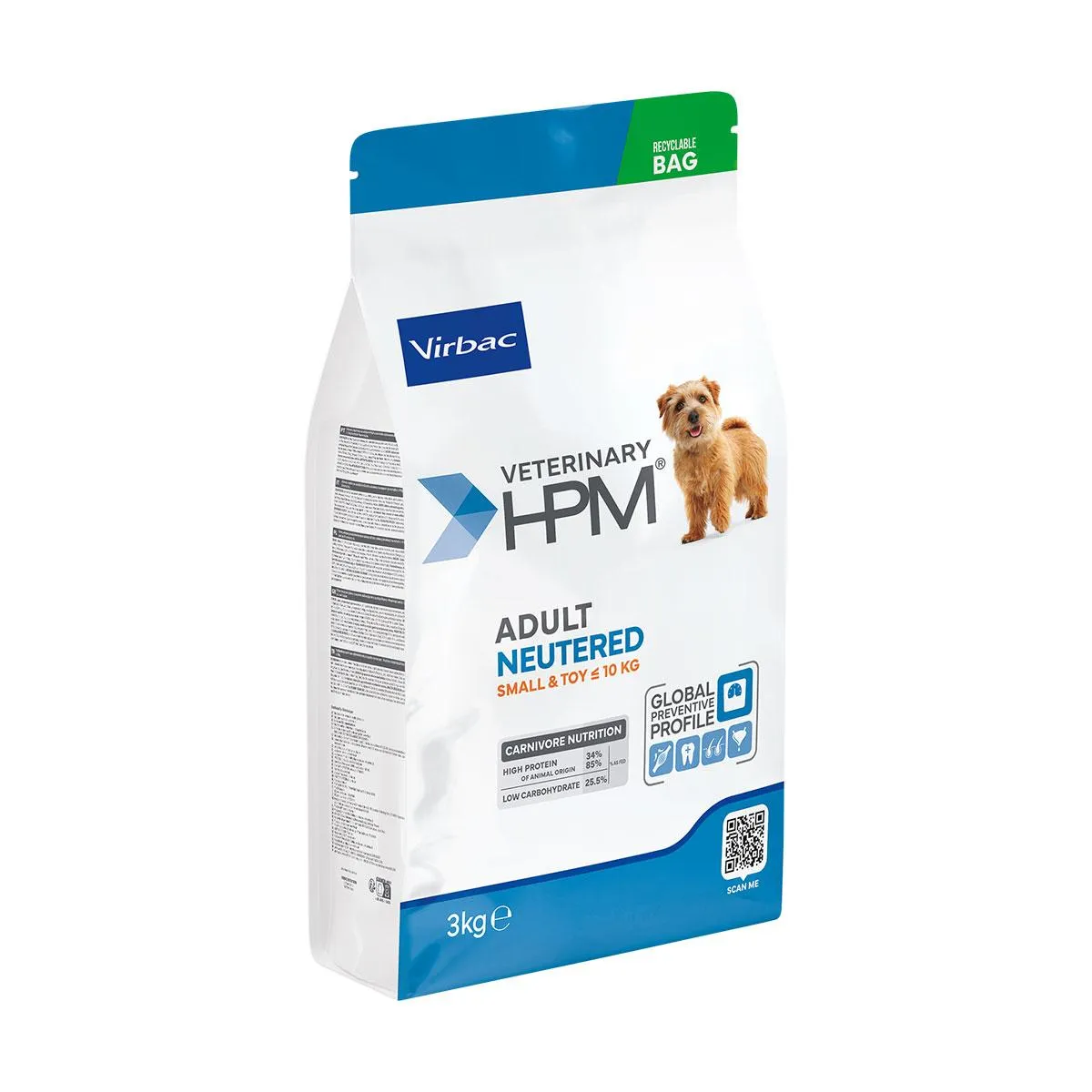 [32357] VIRBAC VETERINARY HPM Neutered Small & Toy Adult pour chien - sac de 3kg