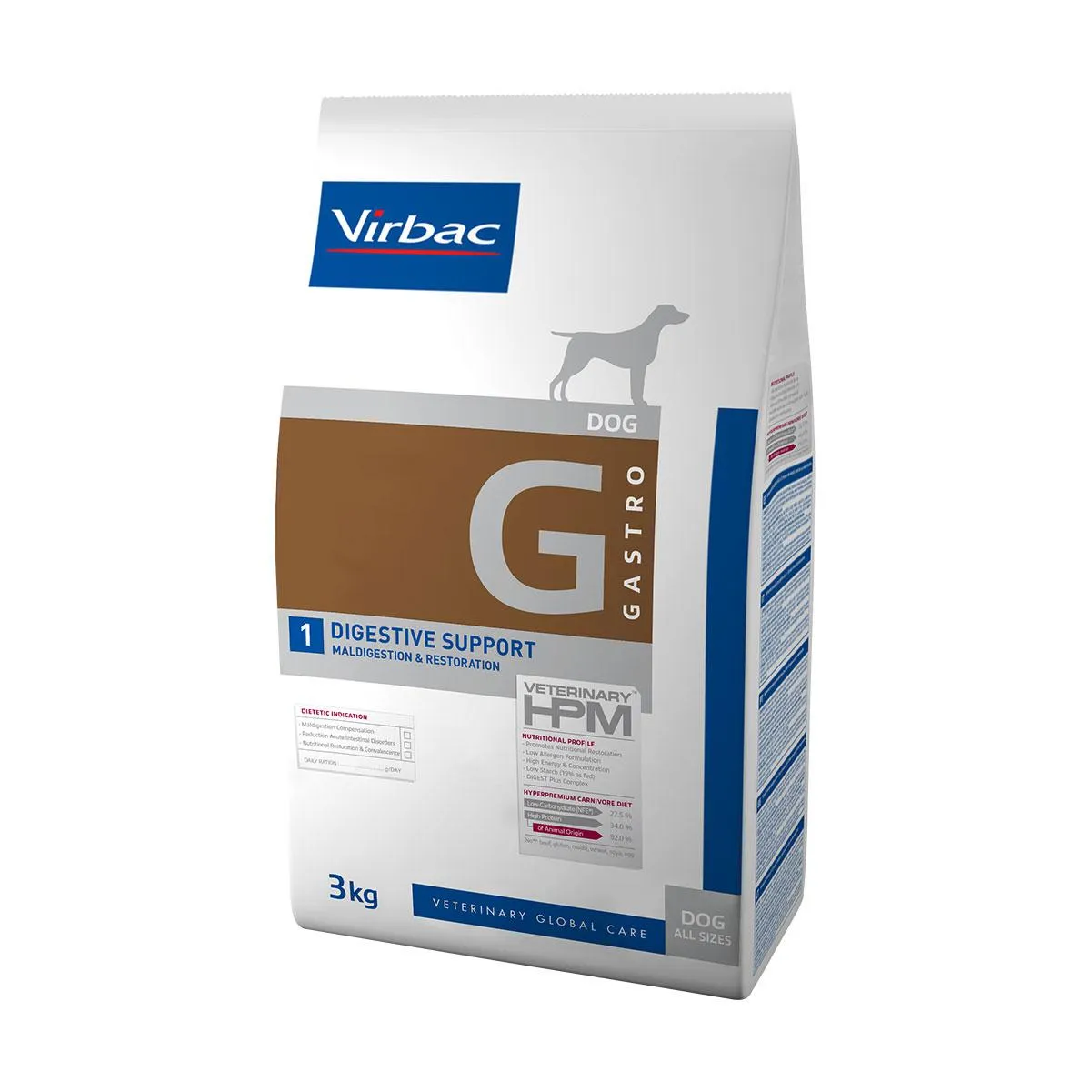 [85952] VIRBAC VETERINARY HPM G Gastro 1 Digestive Support pour chien - Sac de 3 kg