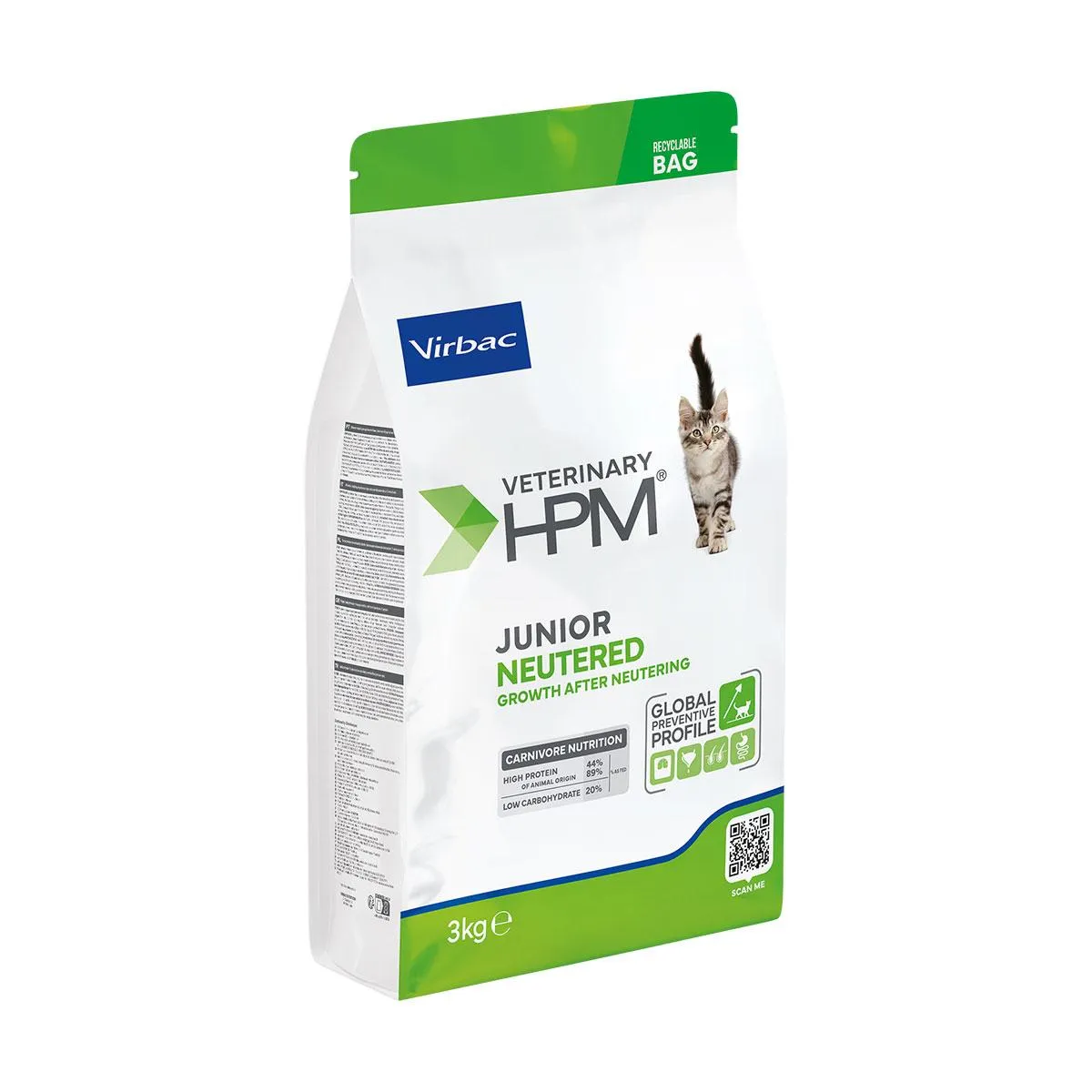 [32379] VIRBAC VETERINARY HPM JUNIOR NEUTERED CHAT 3KG