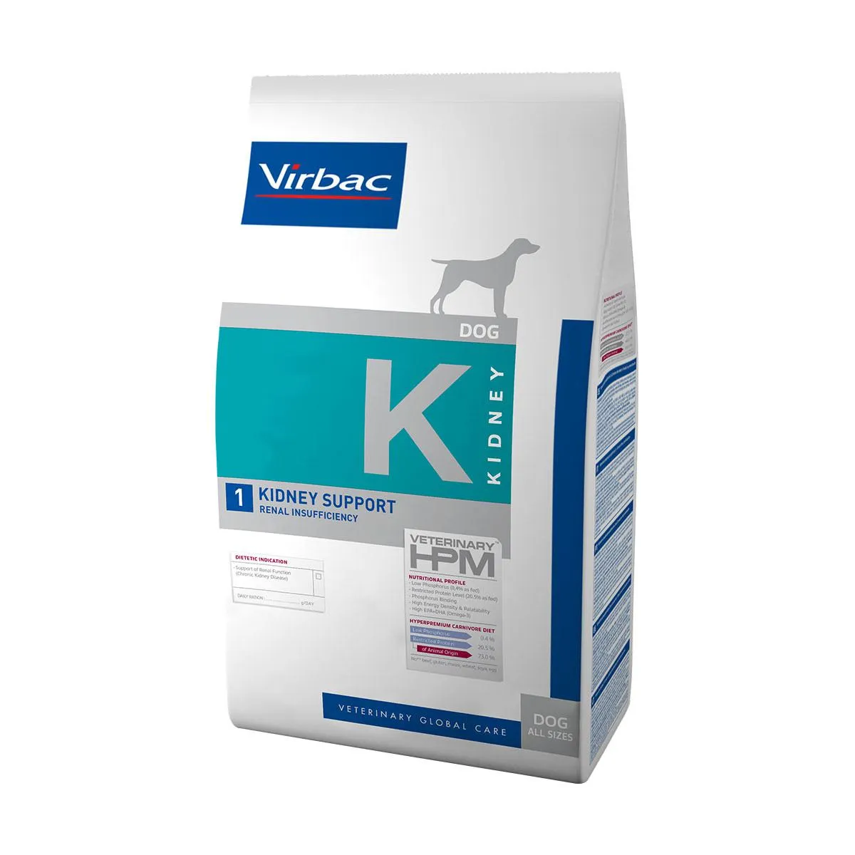[86098] VIRBAC VETERINARY HPM K Kidney 1 Kidney Support pour chien - Sac de 12 kg