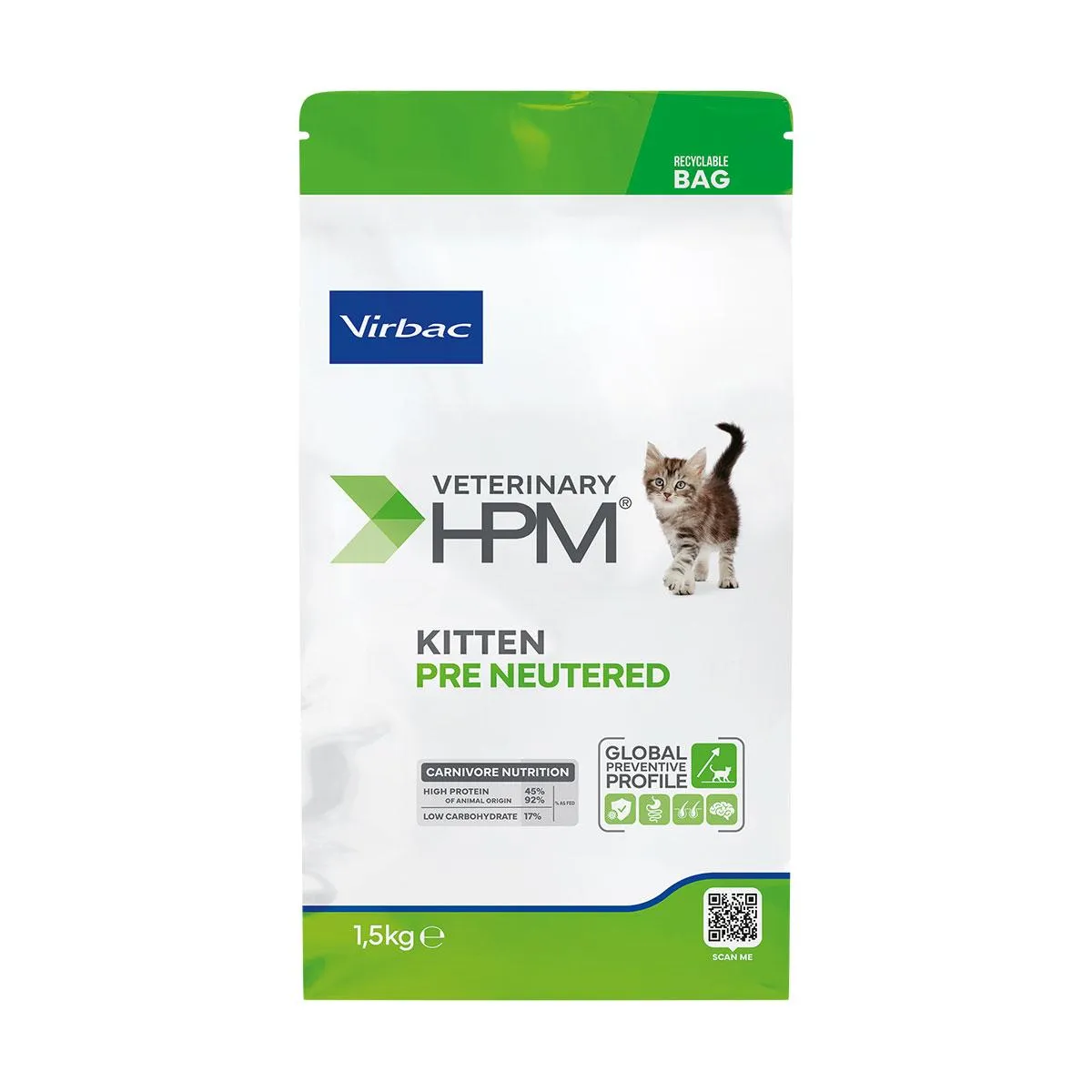 VIRBAC VETERINARY HPM Kitten Pre Neutered pour chaton - Sac 1.5kg
