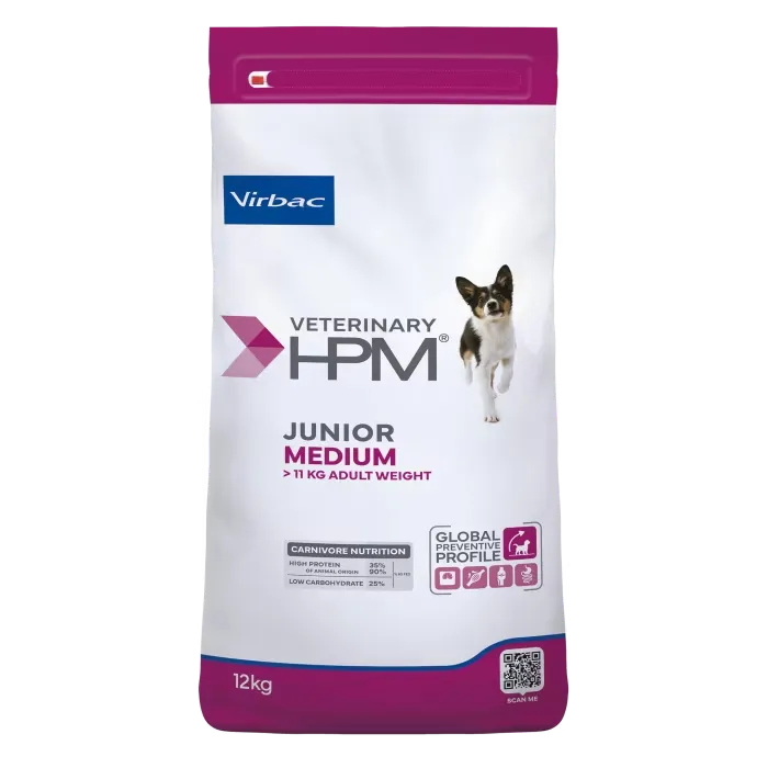 VIRBAC VETERINARY HPM Medium Junior 7 à 18 mois pour chien - 12Kg