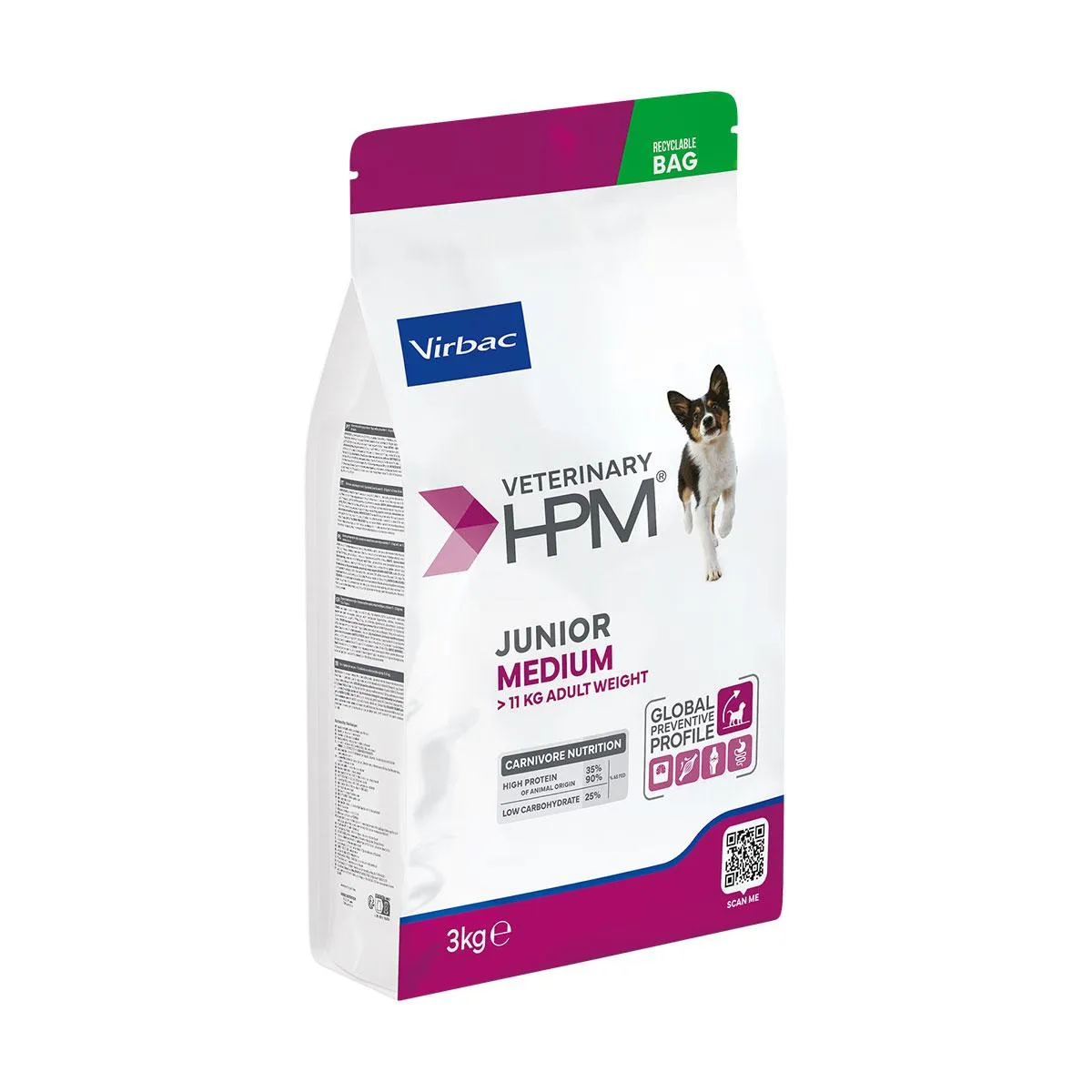 VIRBAC VETERINARY HPM Medium Junior 7 à 18 mois pour chien - 3kg