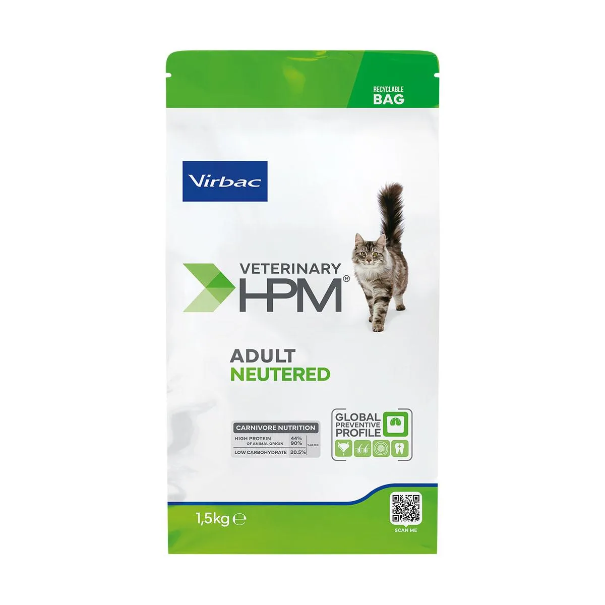 [32382] VIRBAC VETERINARY HPM Neutered Adult pour chat - Sac de 1.5kg