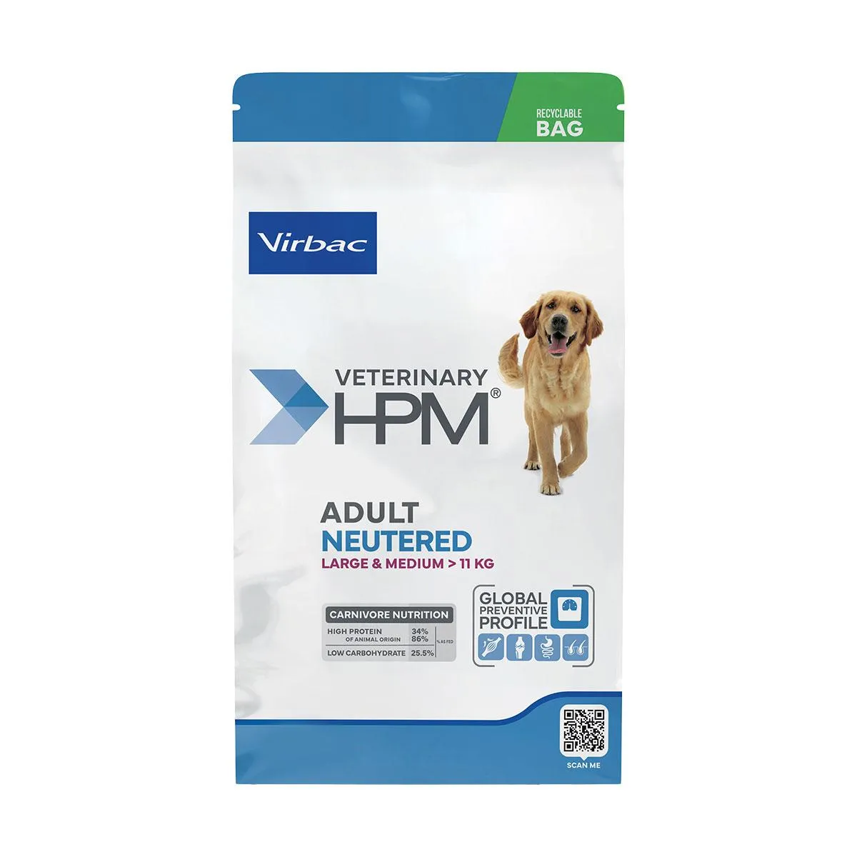 VIRBAC VETERINARY HPM Neutered Large & Medium Adult pour chien - Sac de 3kg