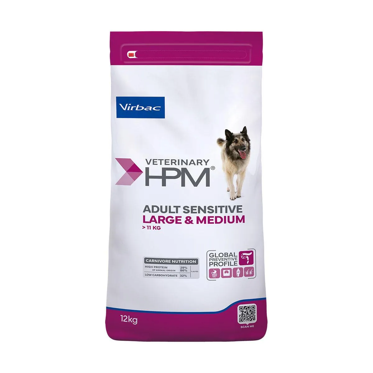VIRBAC VETERINARY HPM Sensitive Large & Medium Adult pour chien - Sac de 12 kg