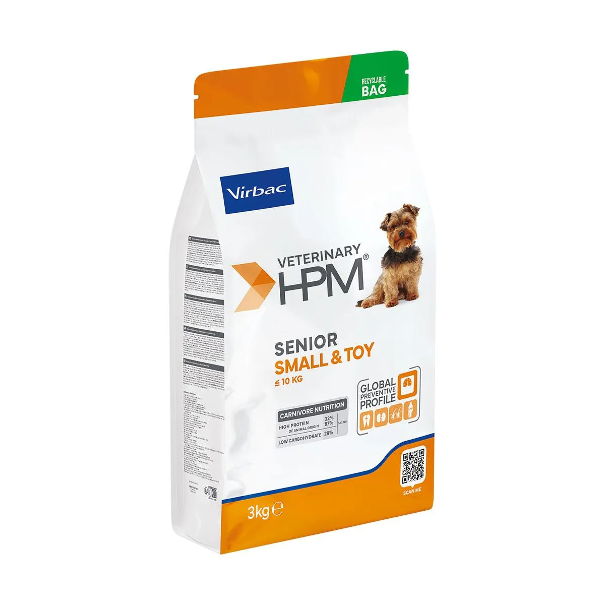 [32330] VIRBAC VETERINARY HPM Small & Toy Senior +10 ans pour chien - Sac de 3kg