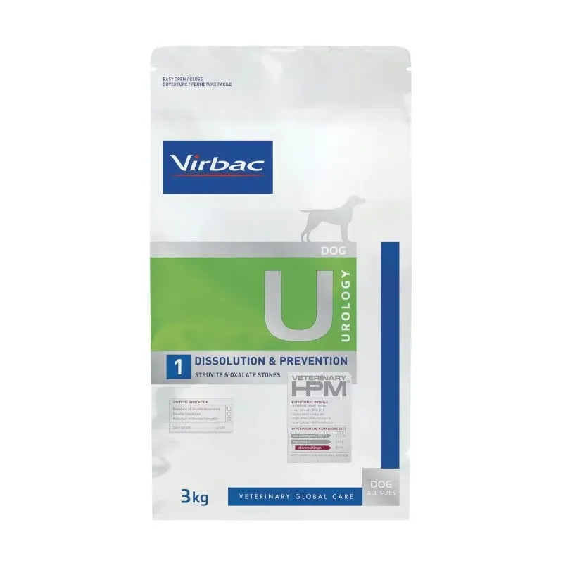 [83433] VIRBAC VETERINARY HPM U Urology 1 Dissolution & Prevention Struvite & Oxalate Crystals pour chien - Sac de 3 kg
