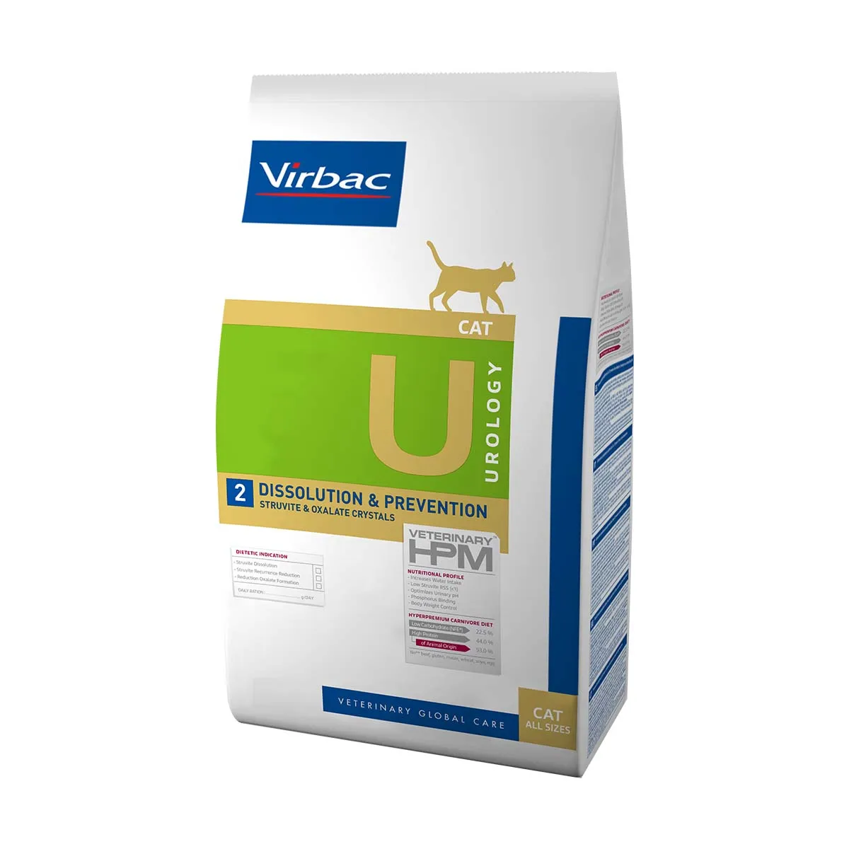 VIRBAC VETERINARY HPM U Urology 2 Dissolution & Prevention Struvite & Oxalate Crystals pour chat - Sac de 1,5 kg