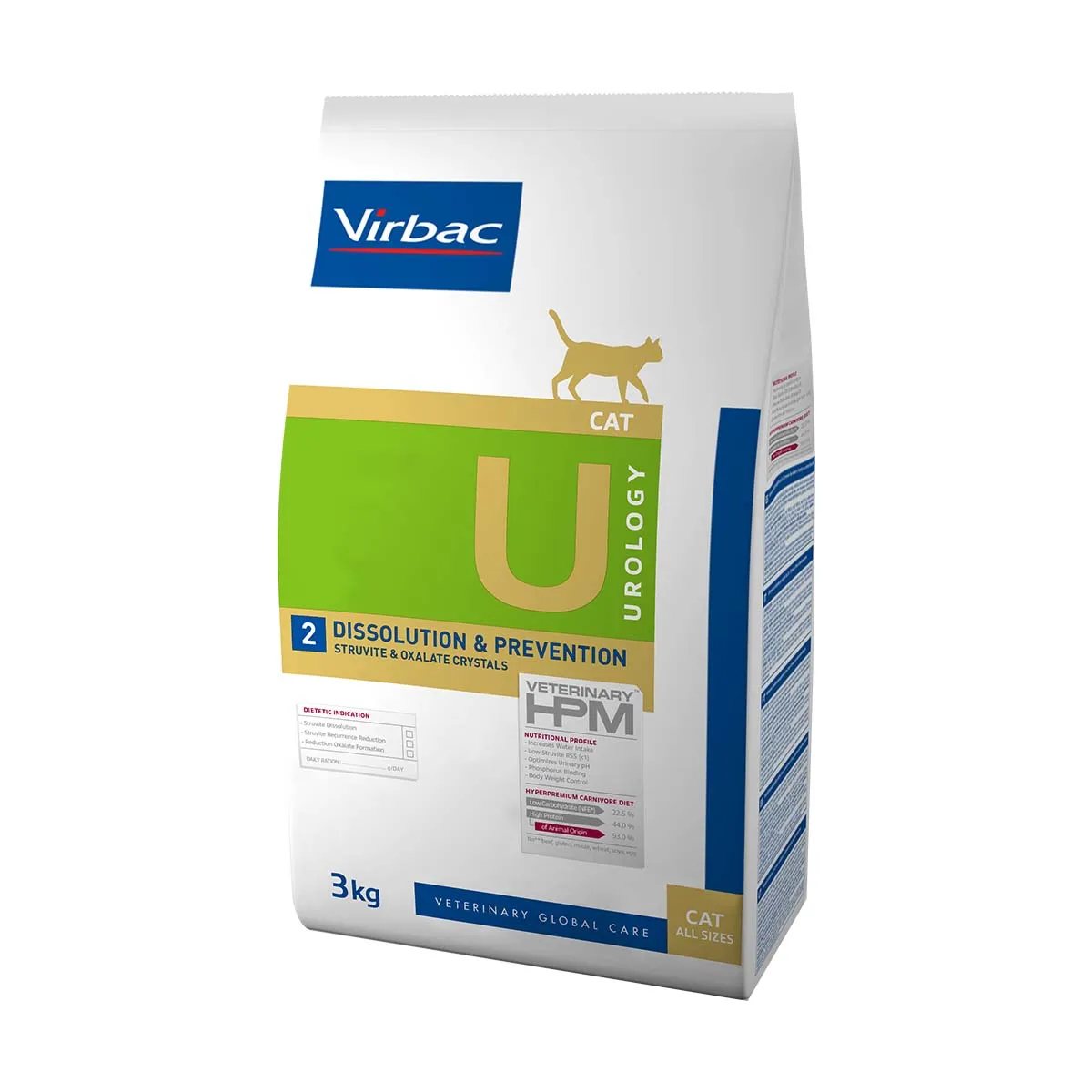 VIRBAC VETERINARY HPM U Urology 2 Dissolution & Prevention Struvite & Oxalate Crystals pour chat - Sac de 3 kg
