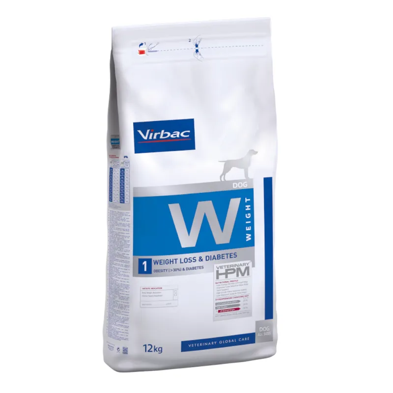 [83706] VIRBAC VETERINARY HPM W Weight 1 Weight Loss & Diabetes pour chien - Sac de 12 kg