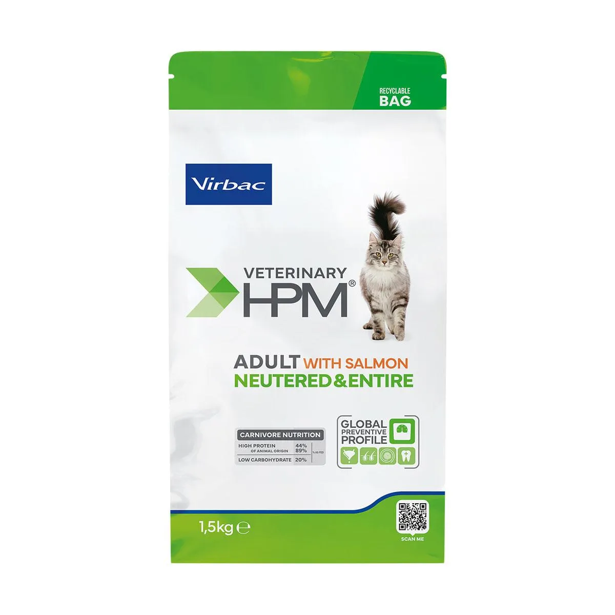 VIRBAC VETERINARY HPM Adult Neutered & Entire Chat Saumon - 1,5 kg
