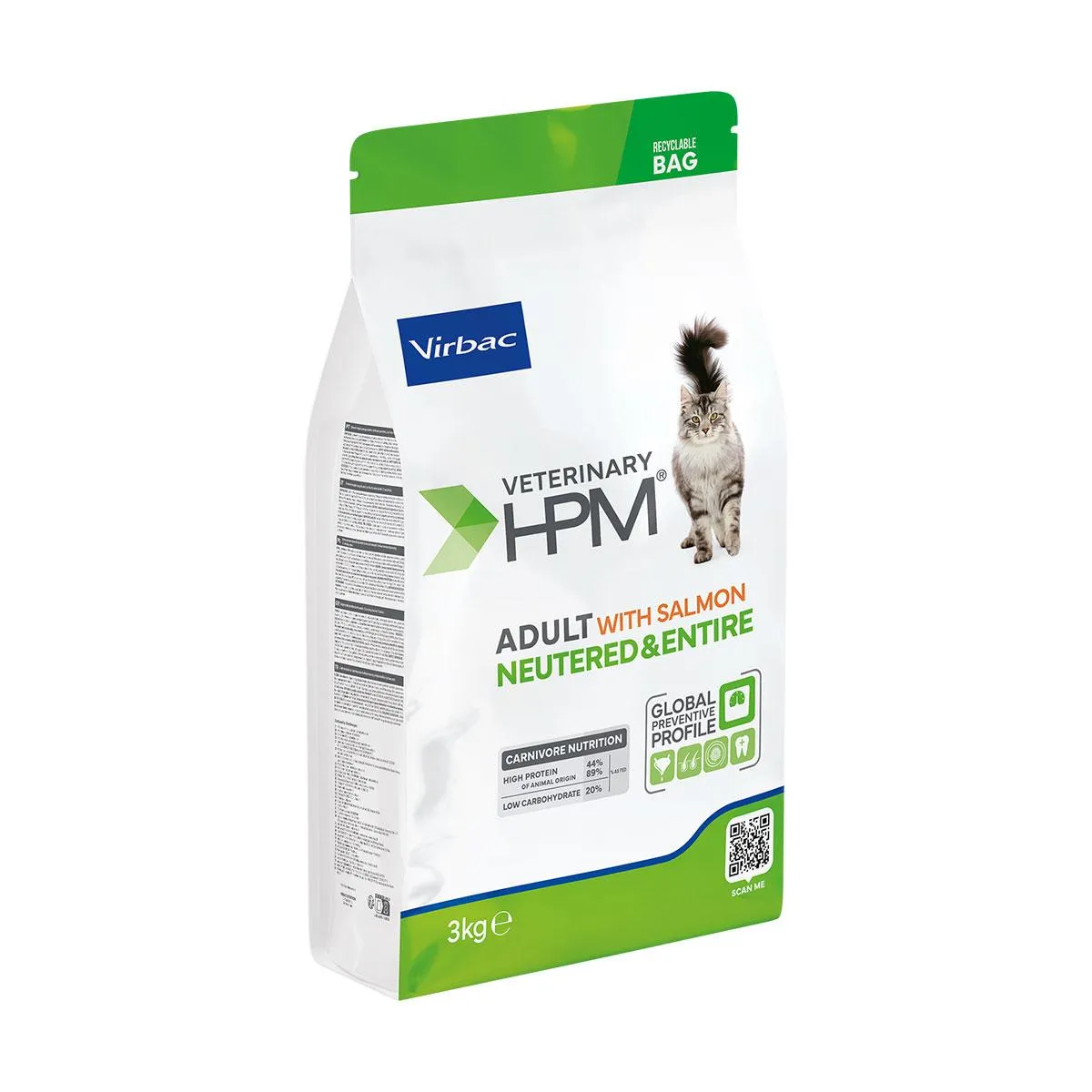VIRBAC VETERINARY HPM Adult Neutered & Entire Chat Saumon - 3 kg