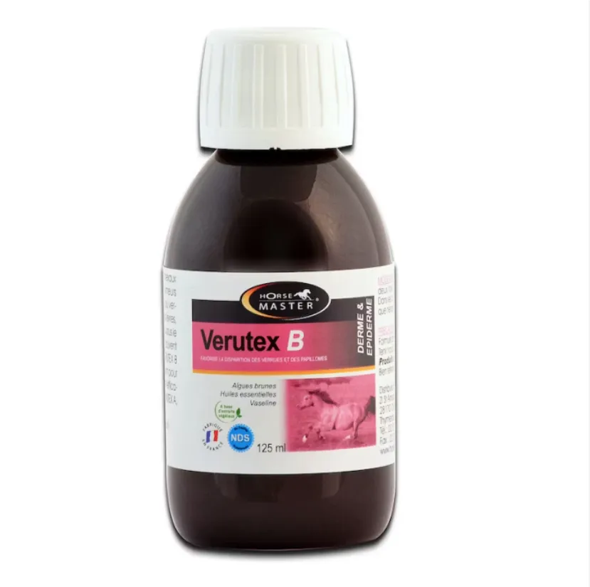 [66166] Verutex B Horse Master – Solution topique à l’extrait de thuya pour verrues et sarcoïdes du cheval – Papillomes et excroissances cutanées – Flacon 125 ml