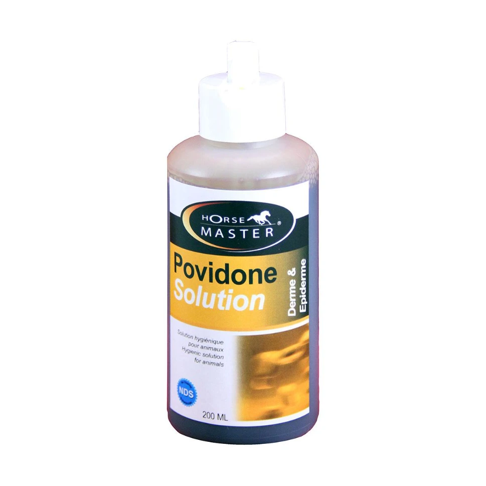 [35899] Povidone Solution 10 % Horse Master antiseptique iodé cheval, désinfection plaies & peau - Flacon 200ml