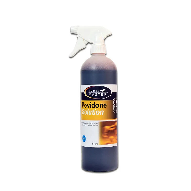 [35831] Povidone Solution 10 % Horse Master antiseptique iodé cheval, désinfection plaies & peau - Spray 946ml