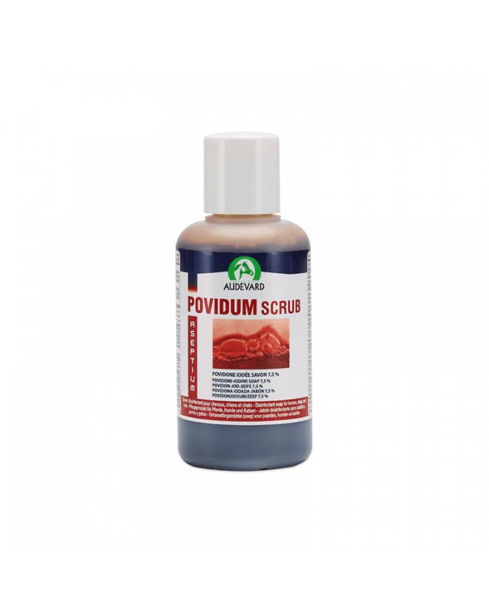 [42332] Povidum Scrub Audevard savon désinfectant iodé cheval, nettoyage plaies & peau - Flacon de 120ml