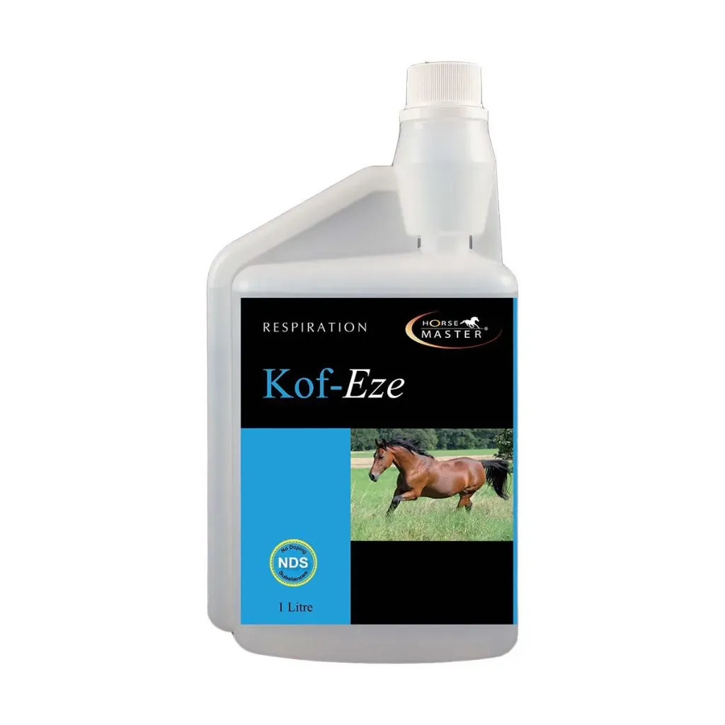 [65667] Horse Master Kof-Eze Sirop expectorant toux cheval- Sirop expectorant toux cheval, bronches encombrées & irritation, utilisable en nébulisation - 1L
