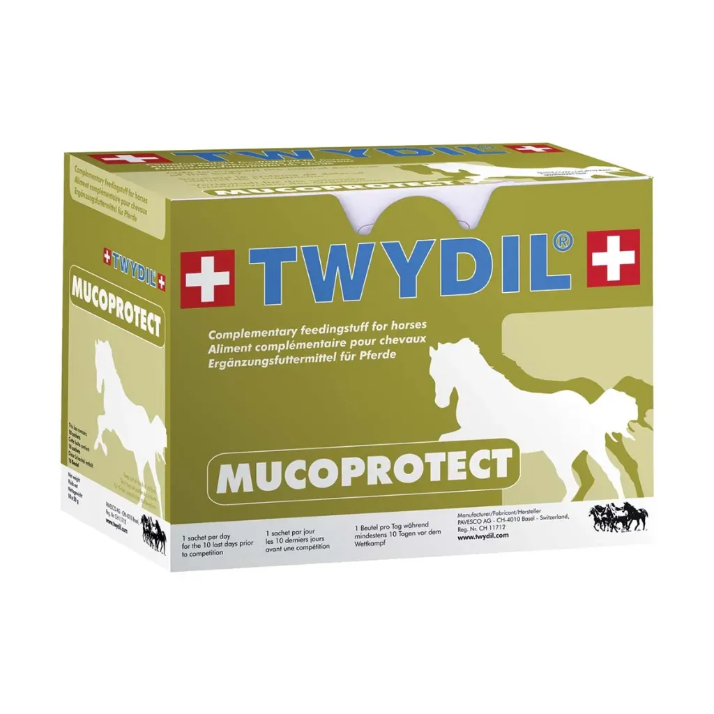 [31822] TWYDIL Mucoprotect Immunité & résistance à l'effort, coup de froid & protection pulmonaire cheval - 10 sachets de 50g