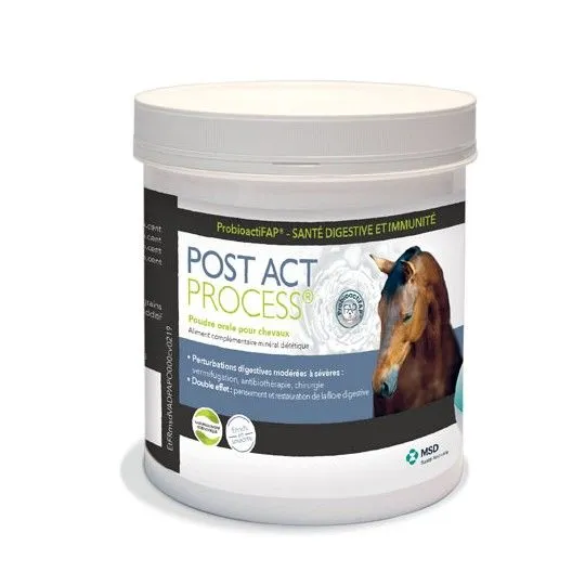 MSD Post Act Process - Complément digestif cheval, prébiotiques, smectite & bentonite, post-antibiothérapie & vermifugation - 500g