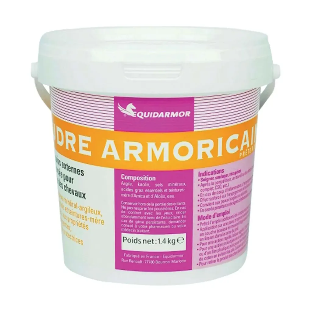 [62118] Poudre Armoricaine argile cataplasme cheval, tendons & articulations, arnica et huiles essentielles - 1,4kg