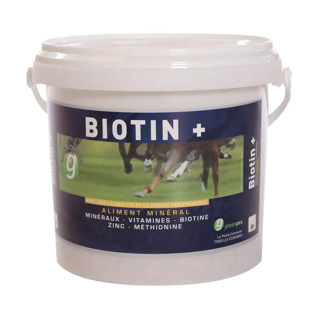 [48708] Greenpex Biotin+ Complément sabots & robe, corne élastique & poils brillants, pour  cheval et poulain - 1.4 Kg