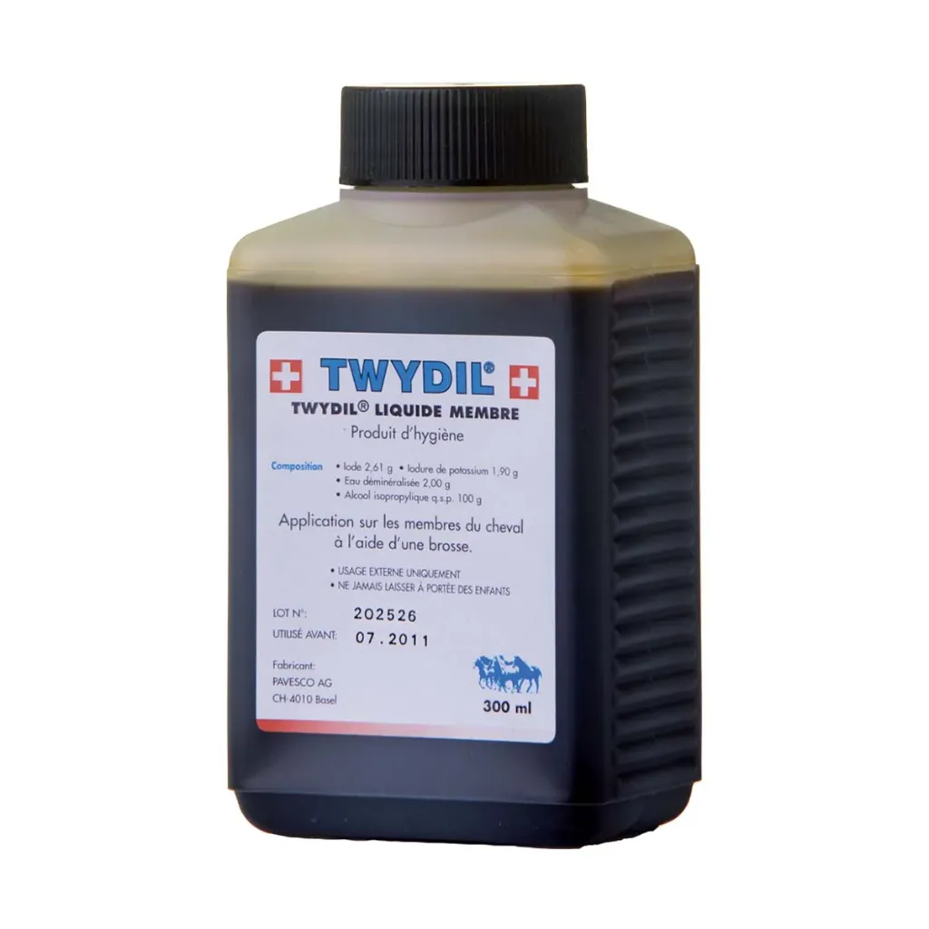 [36326] Twydil Liquide Membre solution iodée membres cheval, tendinite, gonflement articulaire & suros, circulation & régénération - 300ml