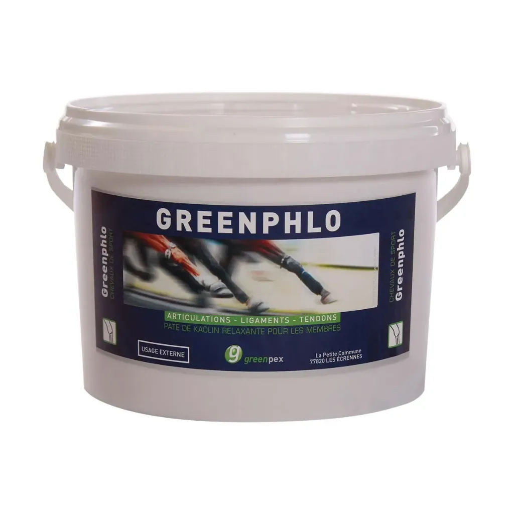 [49298] Greenphlo – Pâte relaxante pour membres cheval, tendinite & récupération après effort – Seau de 4 kg