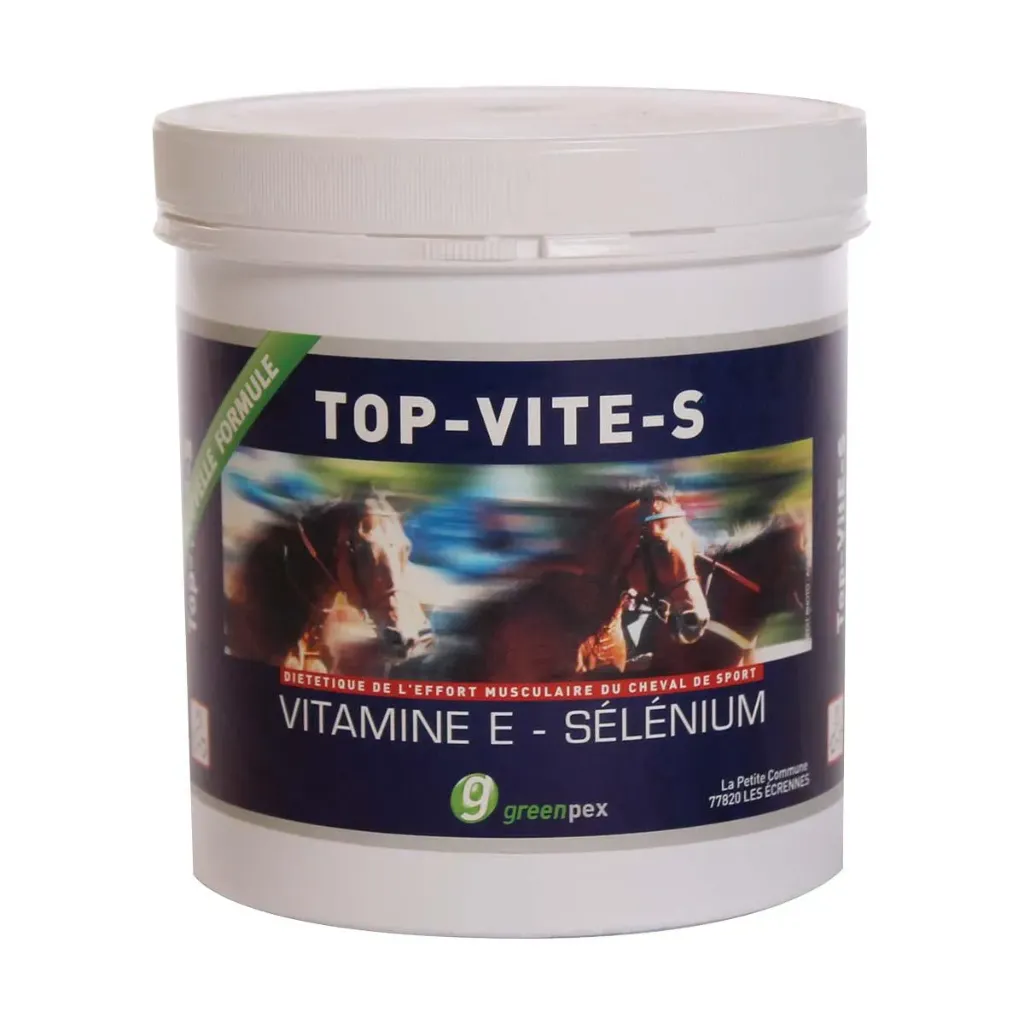 TOP-VITE-S Complément musculaire récupération cheval de sport, vitamine E & sélénium – 0,5 kg
