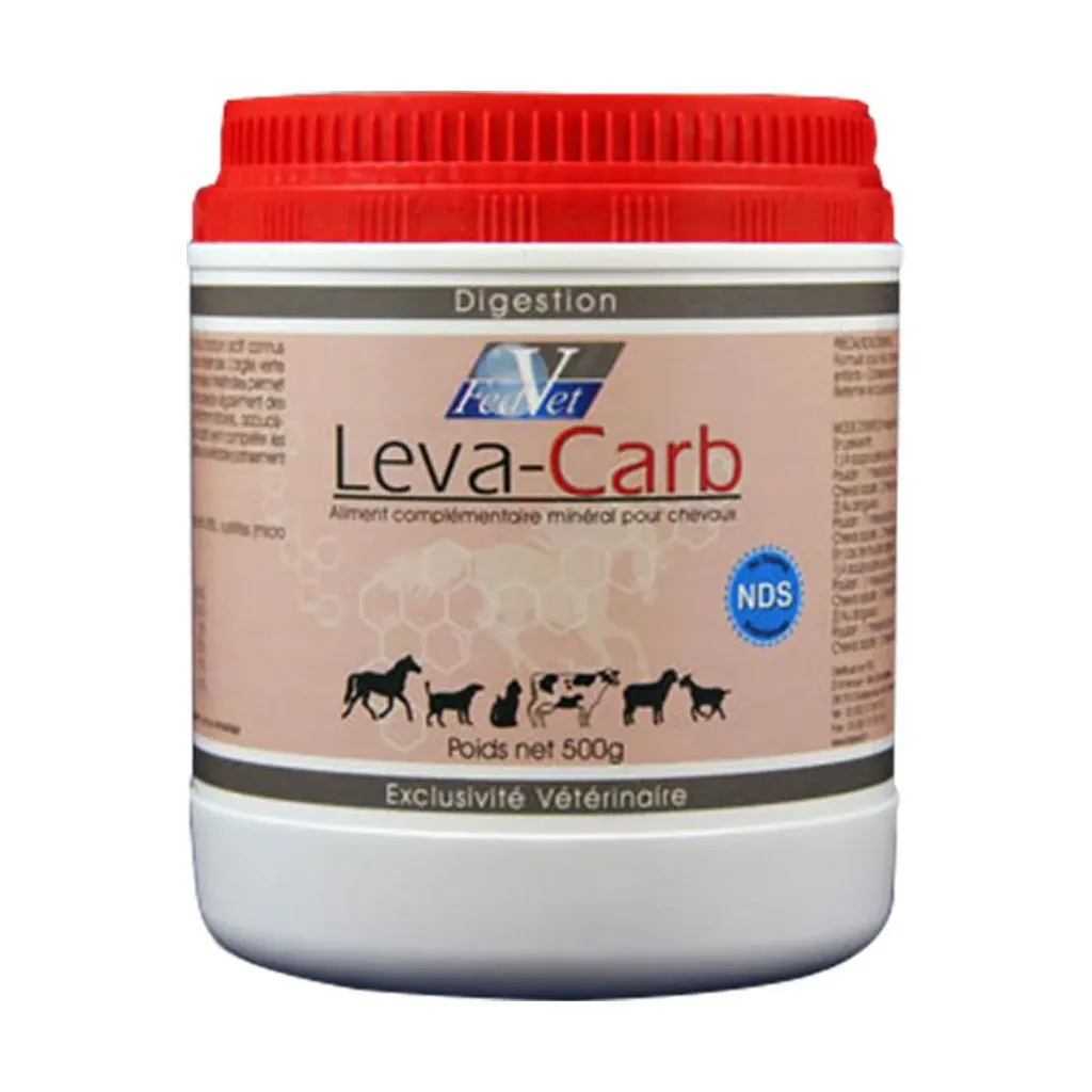 FedVet Levacarb – Poudre digestive pansement intestinal cheval, diarrhée & intoxication, charbon végétal, argile Montmorillonite & levures – 500 g