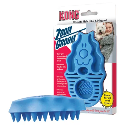 Brosse KONG Zoom Groom pour chien Bleu ou Rouge (ROUGE)