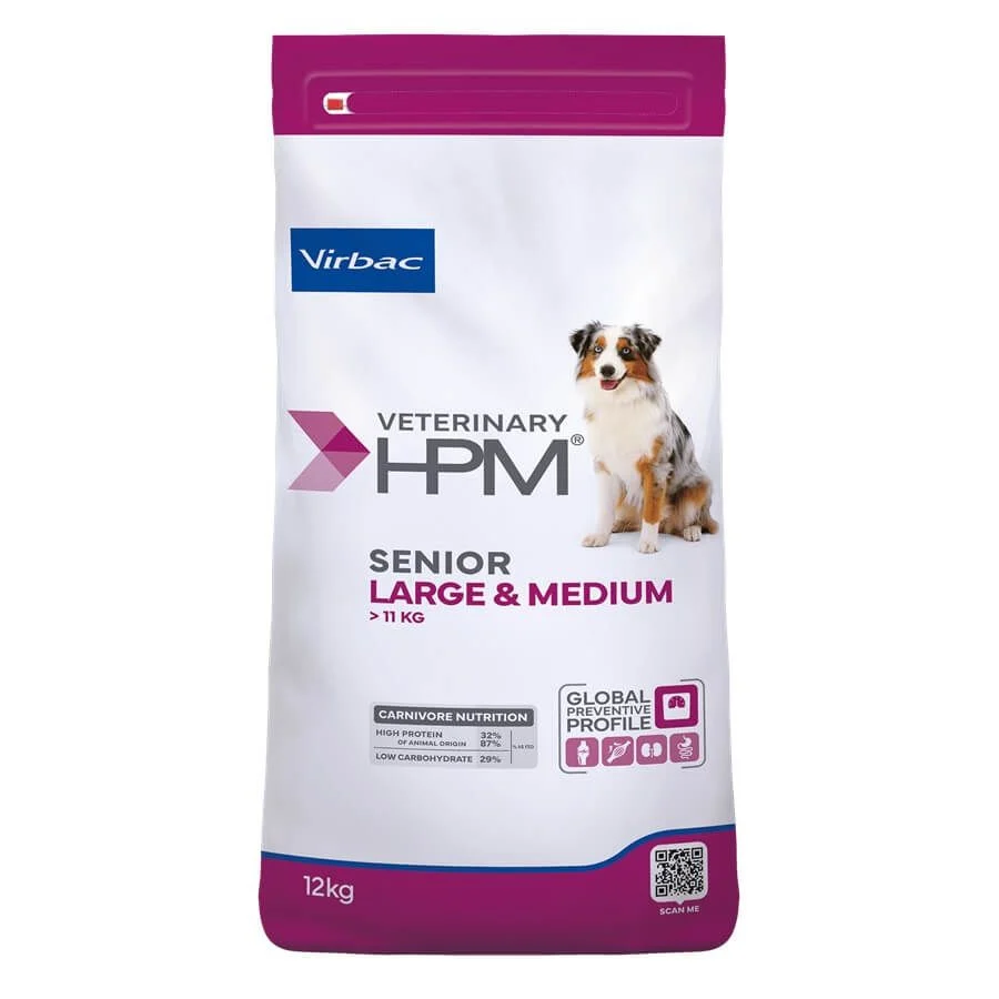 VIRBAC VETERINARY HPM Large & Medium Senior +6 ans pour chien - Sac de 12kg