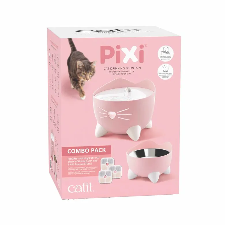 Catit - Fontaine + Gamelle Pixi Combo pack pour Chats Rose