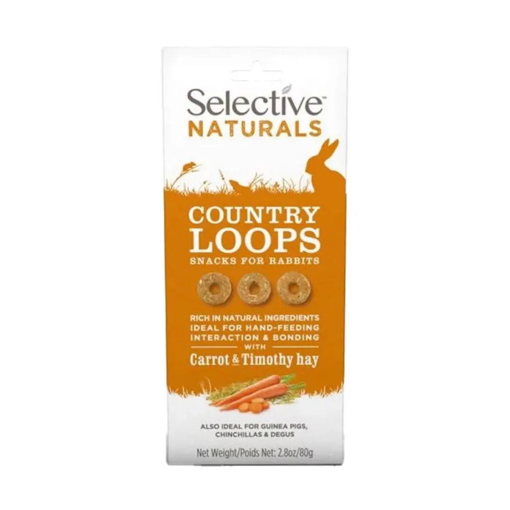 [32038] Selective Naturals Country Loops Fleole Pres Carotte pour lapins - Sachet de 80g