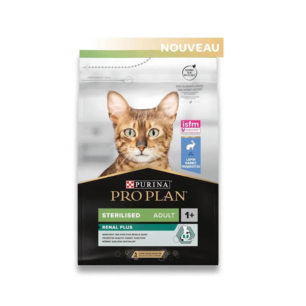 PURINA PRO PLAN Renal Plus Sterilised Adult 1+ au lapin pour chat - Sac de 1,5 kg