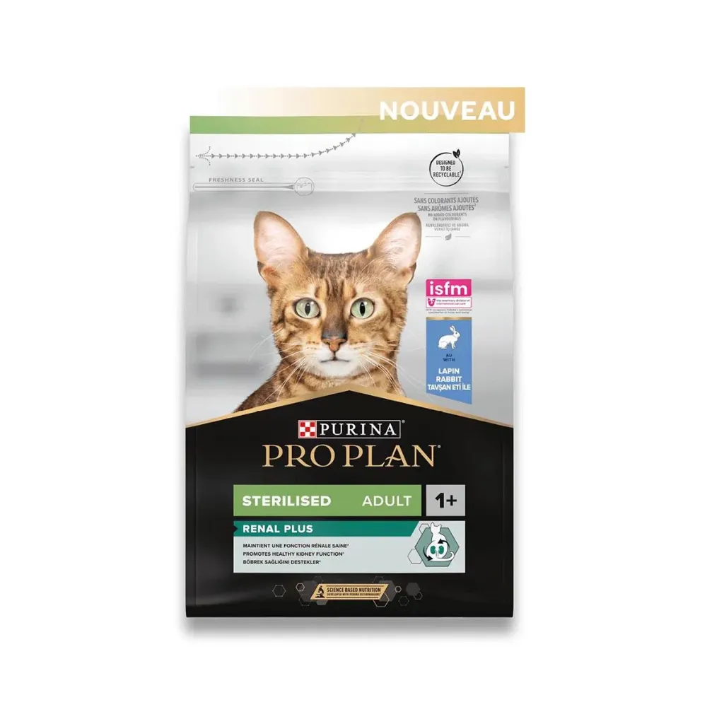 PURINA PRO PLAN Renal Plus Sterilised Adult 1+ au lapin pour chat - Sac de 3 kg