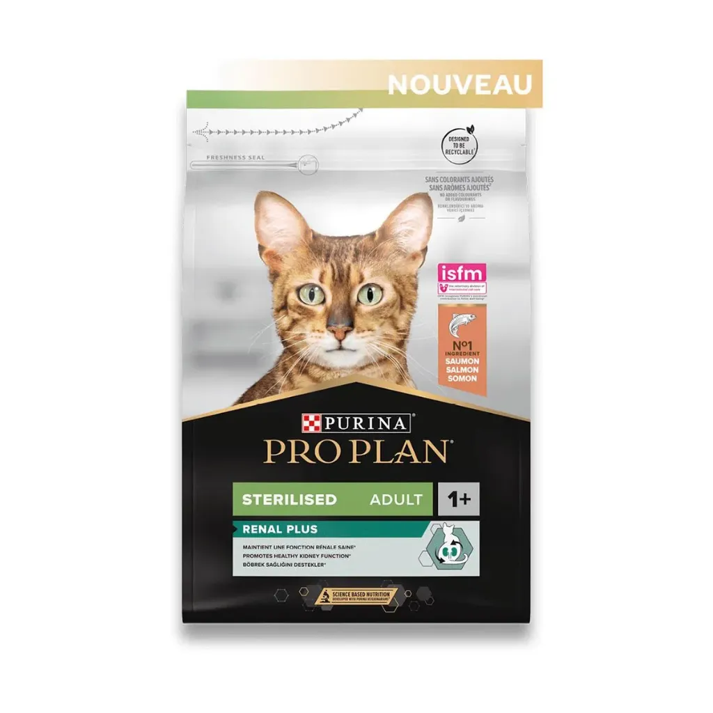 PURINA PRO PLAN Renal Plus Sterilised Adult 1+ au saumon pour chat - Sac de 10 kg