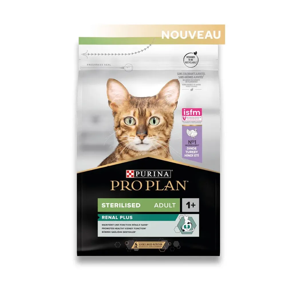PURINA PRO PLAN Renal Plus Sterilised Adult 1+ à la dinde pour chat - Sac de 1,5 kg