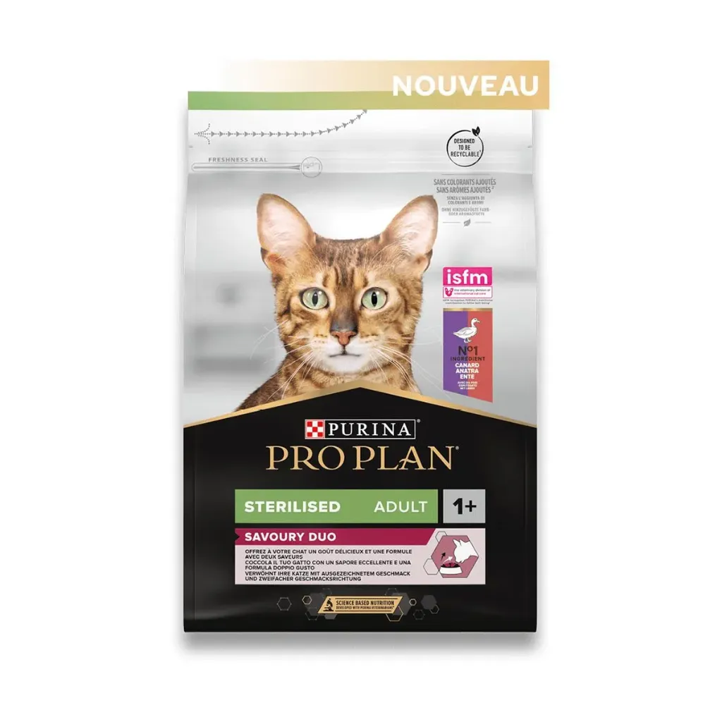 PURINA PRO PLAN Savoury Duo Sterilised Adult 1+ au canard pour chat - Sac de 3 kg