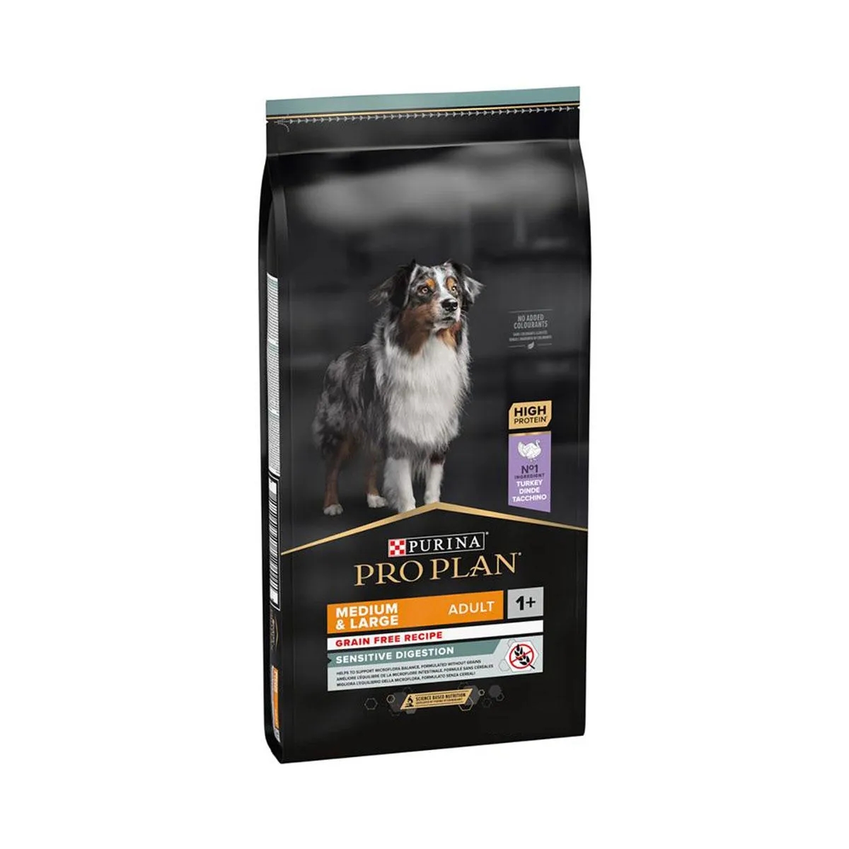 PURINA PRO PLAN Sensitive Digestion Medium & Large Adult 1+ Grain Free Recipe à la dinde pour chien- Sac de 12 kg