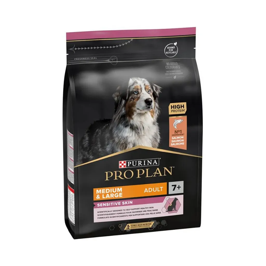 PURINA PRO PLAN Sensitive Skin Medium & Large Adult 7+ au saumon pour chien - Sac de 3 kg