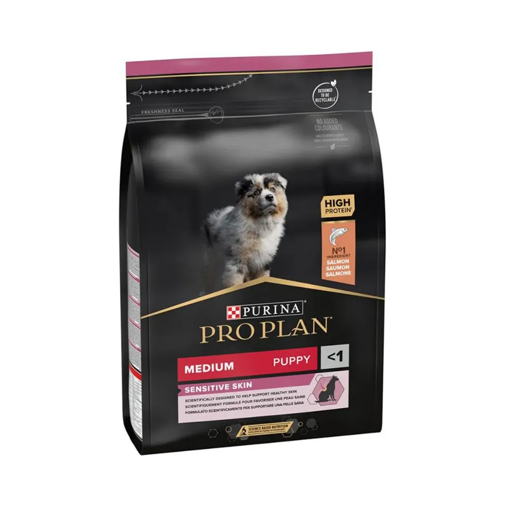 PURINA PRO PLAN Sensitive Skin Medium Puppy <1 au saumon pour chien - Sac de 12 kg