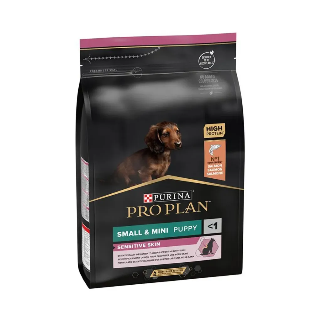 PURINA PRO PLAN Sensitive Skin Small & Mini Puppy <1 au saumon pour chien - Sac de 7 kg