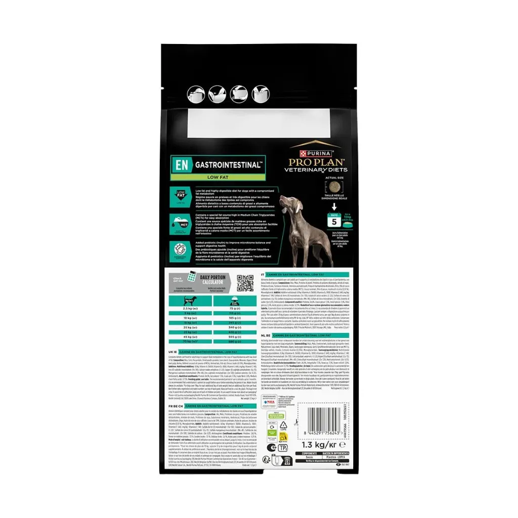 PURINA PRO PLAN VETERINARY DIETS EN Gastrointestinal Low Fat pour chien - Sac de 1.3 kg