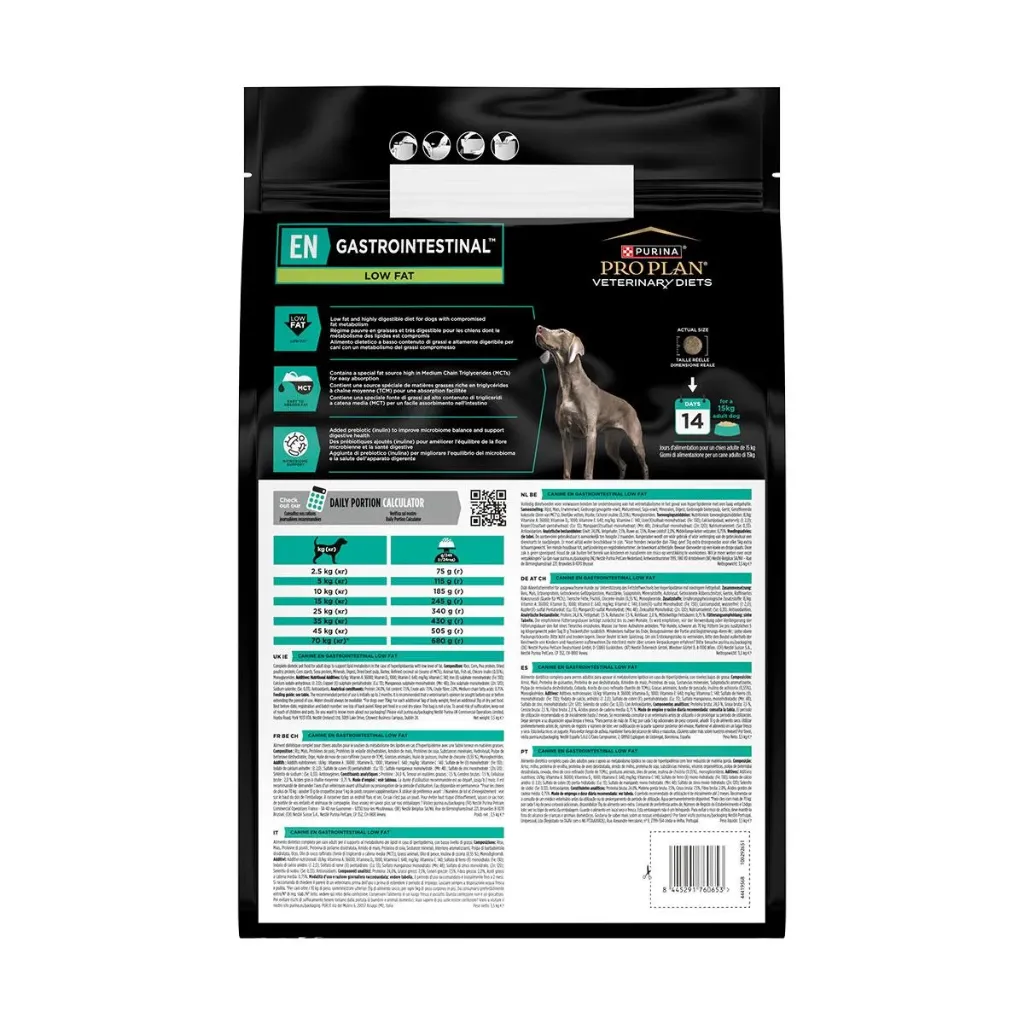 PURINA PRO PLAN VETERINARY DIETS EN Gastrointestinal Low Fat pour chien - Sac de 3.5 kg