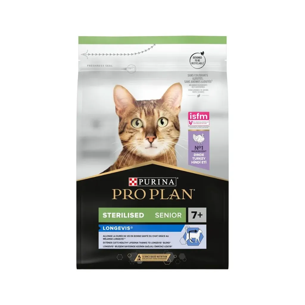[65302] PURINA PROPLAN Longevis Sterilised Senior 7+ à la dinde pour chat - Sac de 1,5 kg