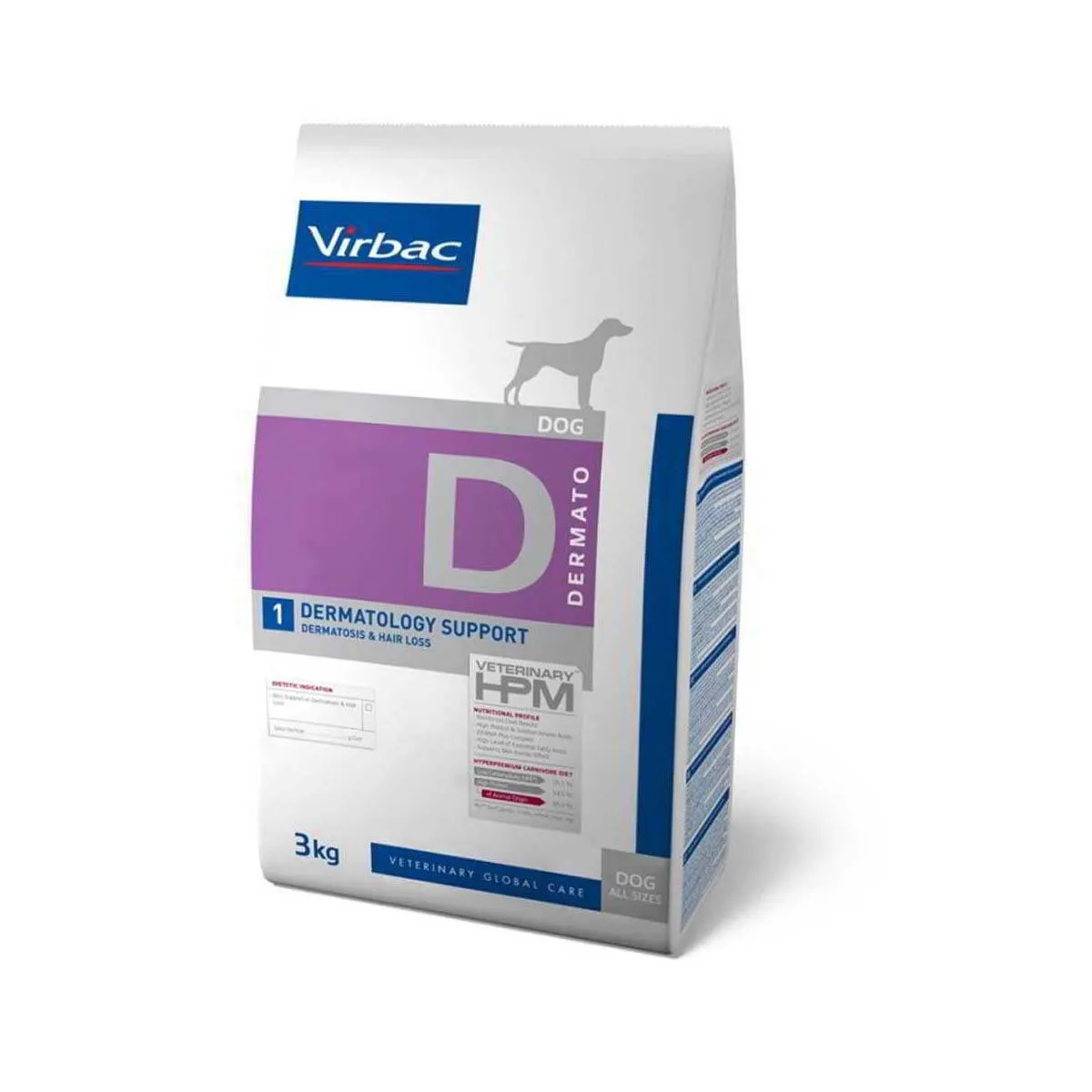 VIRBAC VETERINARY HPM D Dermato1 Dermatology Support Dermatosis & Hair Loss pour chien - Sac de 3 kg